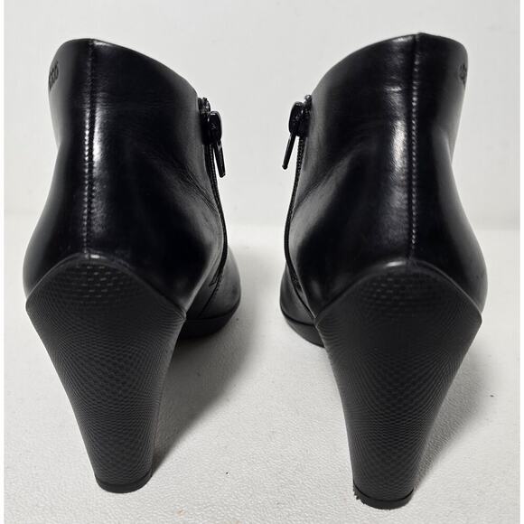 WOMEN'S ECCO LEATHER SIDE ZIP ANKLE BOOTS BOOTIES BLACK HEELS SZ 37-US 6.5 B - Picture 6 of 10